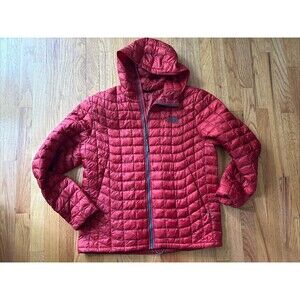 The North Face Thermoball Jacket Men L Orange Quilted Puffer Jacket Full Zip